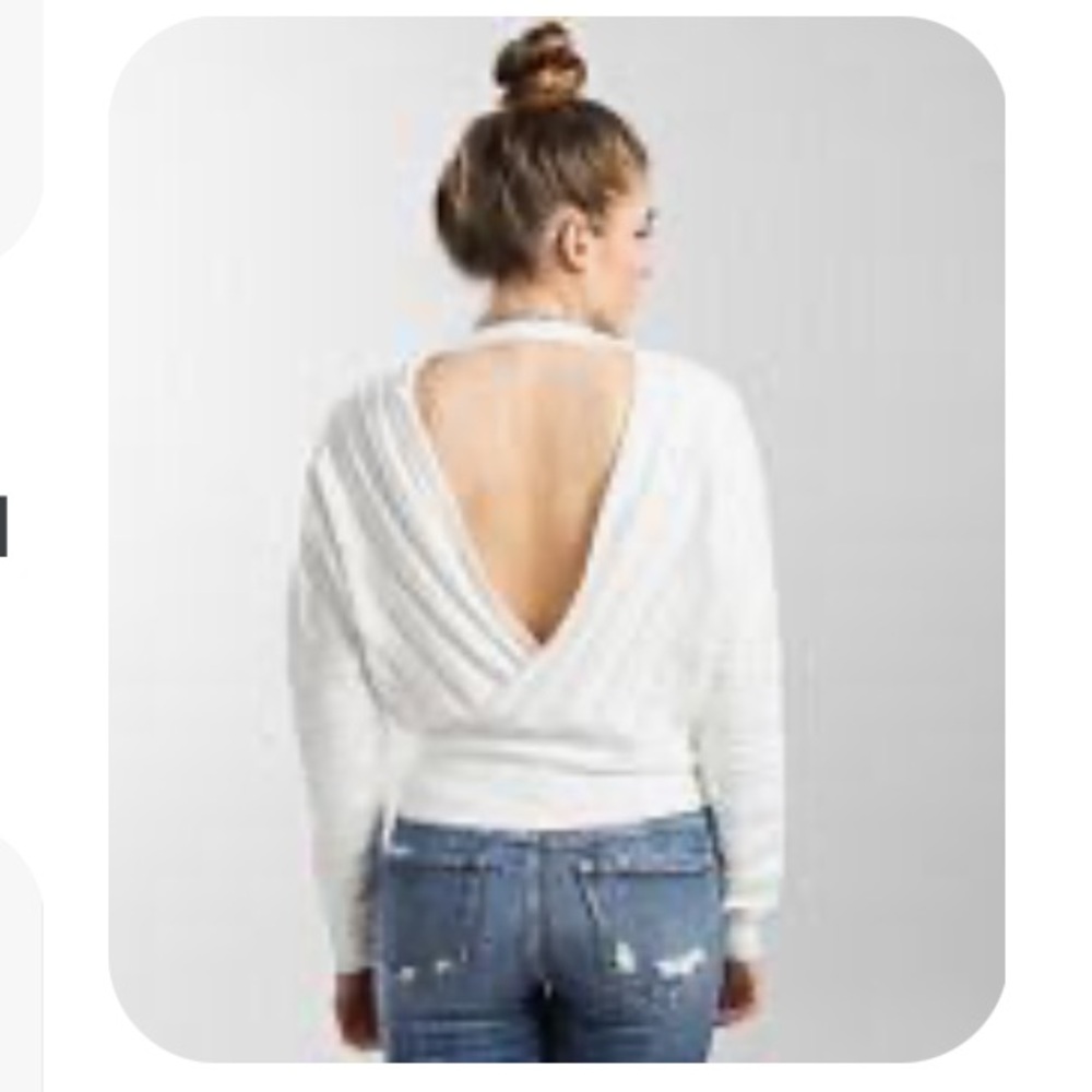 Sandro Cotton Terry Long Sleeve Top with sheer cross back White size L